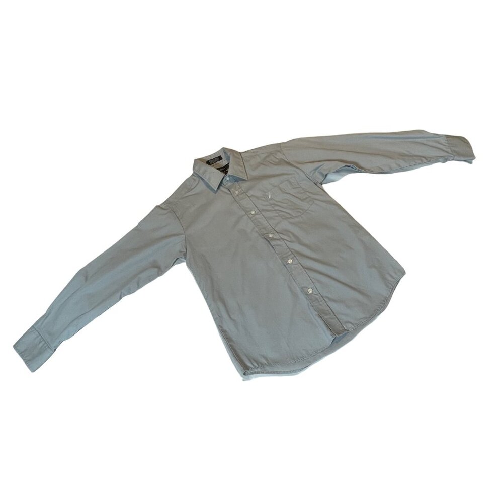 Nautica Boys' Size 12 Gray Poplin Button-Down Shirt